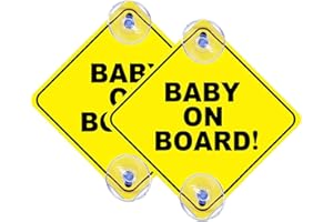 KYWLCO 2 Pcs Baby on Board Sign for Car, Child on Board Car Sign, Equipped with 4 Suction Cups, Reusable Durable Car Baby Stickers