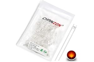 Chanzon 100 Piezas luces diodo LED naranja de 3mm (transparente superior plana transparente DC 2V 20mA) Componentes electrónicos Diodos emisores de luz indicadora