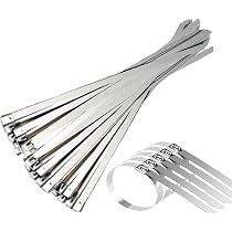 20 Pezzi Fascette Metalliche 500*7,9mm Fascette in Acciaio Inox Autobloccanti Temperatura Resistenza Corrosione Per Avvolgimenti Di Scarico, Fasci Di Cavi,Tende Da Sole