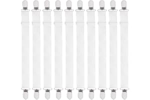 SPTWJ 10 Stück Bettlakenspanner Verstellbare Betttuchspanner Elastisch Lakenspanner mit metallclips für Bettlaken Matratze Bügelbrett Oder Sofa - Einstellbare Länge 37 cm bis 150 cm Weiß