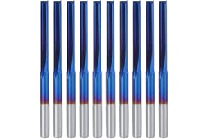 LIEBEWH 10pcs 3.175mm Fraise à Bouts Nano à Revêtement Bleu Outil de Fraisage de Poignée CNC pour EVA Mousse Contreplaque et Carbure Cémenté