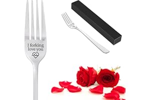 MOTONG Engraved Fork, I Forking Love You, Personalized Stainless Steel Dinner Forks with Luxury Box,Exquisite Valentine's Day Gifts,Festival Gifts for Boyfriend,Girlfriend,Friends,Family,Christmas