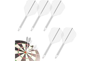 Cutekid 5 Pack Integrated Dart Shaft and Flights, 2BA White Transparent Darts Anti-falling Durable Dart Leaf L-flight for Kids Adult, Intermediate Stems 33mm Dart Accessories