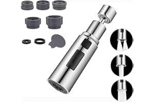 Bokaiya Juego de Aireador de Grifo de 360 ​​Grados, Aireador de Grifo de Cocina, Adaptador de Grifo de Cocina, F24 M22 Boquilla de Grifo Universal, Grifo Filtrado a Prueba de Salpicaduras con,3 Modos