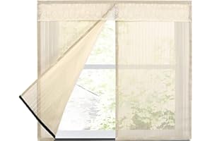 LKXHarleya Moustiquaire Pour FenêTre, Moustiquaire à FenêTre MagnéTique, Moustiquaire Anti-Insectes Avec Protection Anti-Moustiques Magic Tape, Beige, 120x120cm