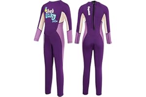 Gogokids Traje de Neopreno para Niñas, Cálido Traje de Buceo 2.5mm Neopreno Manga Larga Engrosado Ropa de Natación de Una Pieza Protección Solar UV 50+