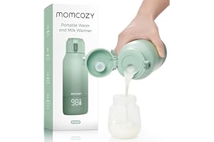 Momcozy Calienta Biberones Portatil para Viaje – Modos de Calentamiento Dual para Leche Materna y Agua, Calentador de Biberones con Calentamiento Rápido y Batería de Larga Duración, Capacidad de 500ml