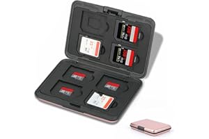 Jaimela 16 Slots Memory Card Case, for 8 Micro SD SDXC SDHC + 8 SD SDXC SDHC, Waterproof Shock Resistant (Pink)