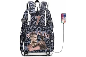 Lorh's store Joueur de Football étoile R-onaldo Sac à Dos Multifonction Voyage étudiant Sac à Dos Fans Bookbag pour Hommes Femmes (Style 8)