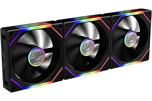 GAMDIAS 120mm ARGB PC Case Fans, Computer Case Fan, Cabless Daisy Chain Connection, Dual Infinity Mirror Lighting, Swappable Fan Blade for Reverse Airflow, Performance 30mm Thick, With Controller