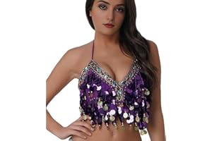 MUNAFIE Wuchieal Chiffon Bauchtanz BH Tops Pailletten Perlen Kostüme Musik Festival Oberteil Tanzbekleidung