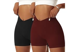 Vertvie Pantaloncini Donna Sportivi Yoga Palestra Pantaloni V Cross Corti Vita Alta Push Up Shorts Booty Scrunch Fitness Leggings Pants per Sportivo Butt Lift Corsa Gym Allenamento Jogging