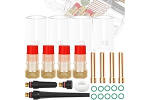 EATBALE 26 Piezas Lente de Gas de antorcha de Soldadura para TIG #10 Kit de Copa de Vidrio Collets Body Stubby Gas Lens y Stubby Collet 1.6 mm 2.4 mm para TIG Accesorios WP-17/18/26 de Soldadura