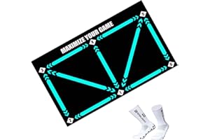 KUNLUNLOOR Football Footstep Training Mat with A Pair of Socks 60 x 90 cm Soccer Training Mat for Kids 4-15 Ages to Improve Speed and Coordination Sport Mat-Silent Shock Absorption Footstep Training Mat Non-slip