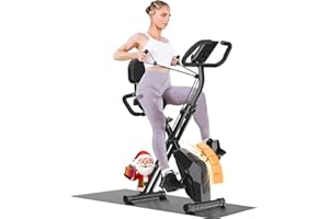Dskeuzeew Cyclette Pieghevole da Casa 4 in 1, Bicicletta magnetica pieghevole, Cyclette 8 livelli di resistenza, monitor LCD e sensore di frequenza cardiaca