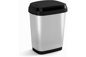 Kis Dual Swing Bin Style M - Pattumiera Decorata Basculante Per Sacchetto Da 25 Lt, Doppia Opzione Di Apertura - 26X37,5X48,5H Steel
