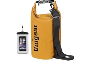 Unigear Sac étanche 2 L/5 L/10 L/20 L/30 L/40 L avec étui pour téléphone et Longue bandoulière réglable pour Bateau/Kayak/pêche/Rafting/Natation/Camping/Snowboard