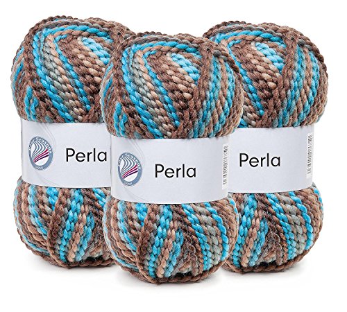 Woll-Set "Perla" Farbe Beach 3er-Set Wolle zum Stricken und Häkeln, je Knäuel 100g (15)