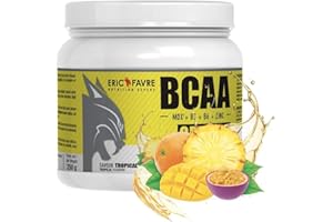 BCAA OPTIMIZ - Acides Aminés BCAA 2.1.1 enrichis en Vitamine B + Zinc, Aide à Réduire la Fatigue - 250g - Saveur Délice Tropical - Eric Favre