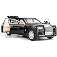Brand Conquer Rolls Royce Phantom Model Car 1:32 Scale Exclusive Alloy Metal Car Pull Back Die-cast Car Toy car with Openable Doors & Light Music Boys Toys for Kids (Phantom 1:32) (Rolls Royce Black)
