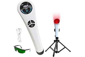 FUNTHY Apparecchio portatile a luce rossa fredda, 650 & 808 nm 5-30 minuti di trattamento per animali domestici, con supporto e occhiali inclusi