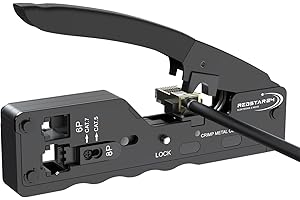 RedStar24 Crimpadora RJ45 Ethernet – Herramienta LAN para conectores RJ45 (CAT7/CAT6a/CAT6/CAT5e) + RJ11/RJ12 – Alicates de crimpado para cables de red y teléfono, 6/8 pines