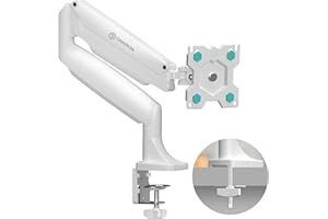 ONKRON Supporto Monitor Scrivania 13"-32", Peso fino a 9 kg, Braccio per Monitor con VESA 75x75-100x100 mm, Supporto Schermo PC Inclinabile, Girevole, Regolabile, Accessori Scrivania, Bianco G100-W