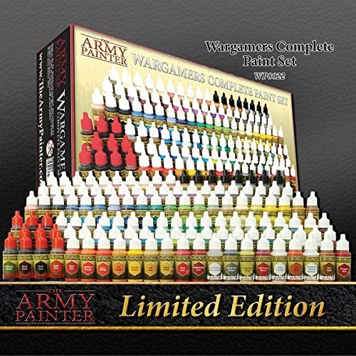 The Army Painter Wargamers Juego de Pintura en Miniatura Completo - Kit de Pintura en Miniatura con 124 Pinturas de Modelos, 5 Pinceles de Pintura en Miniatura y una Guía de Pintura