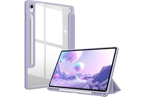 FINTIE Custodia per Samsung Galaxy Tab S10 Lite 2025 /S10 FE /S9 FE 10.9"/S9 11" con S Pen Portapenne - Antiurto Sottile Case Posteriore Trasparente Cover con Auto Sonno/Sveglia, Lilla Viola