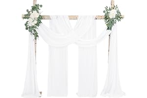 FXKS Hochzeit Bogen Drapierung Stoff 4-Platten 73cm x 610cm weiß Chiffon Vorhang Vorhänge,transparente Hintergrund Vorhang Hochzeit Bogen Dekorationen,Decke Vorhänge für Braut Show Deckendekoration