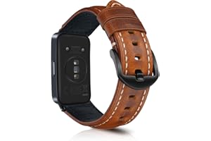 KeeFos Leather Strap Compatible with Huawei Band 10/Band 9/Band 8, Soft Leather Straps, Women Men Watch Band for Huawei Band10/Band9/Band8