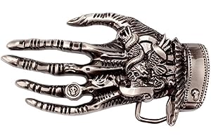 LONGCREEK Hebilla de cinturón de calavera para hombre, hebilla de cinturón de mano con esqueleto punk, hebilla de cinturón de mano con calavera gótica vikinga, hebilla de cinturón de vaquero occidental, No., NO