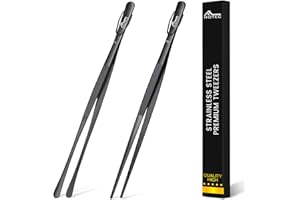 Hotec Pinzette da cucina professionali in acciaio inox per cucinare, grigliare e cuocere, pinzette extra lunghe, set di 2-30,5 cm, NZ-B02H