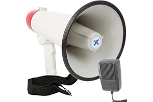 VONYX Vexus MEG040 Megafono a Batteria con Funzione Registrazione, Sirena, Cinghia e Microfono (40 Watt, Raggio 1 KM, Microfono Rimovibile, Leggero)