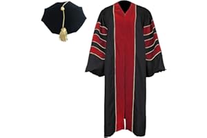 Newrara Unisex Deluxe Doctoral Graduation Gown and 8-Side Tam Package with Gold Piping