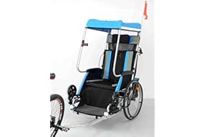 CAULO Fahrradanhänger für Erwachsene, Rollstuhl, Fahrrad, Aluminiumlegierung, hinterer Anhänger, Stoßdämpfung, komfortabler Traktor, multifunktionaler Wagen (Blue)