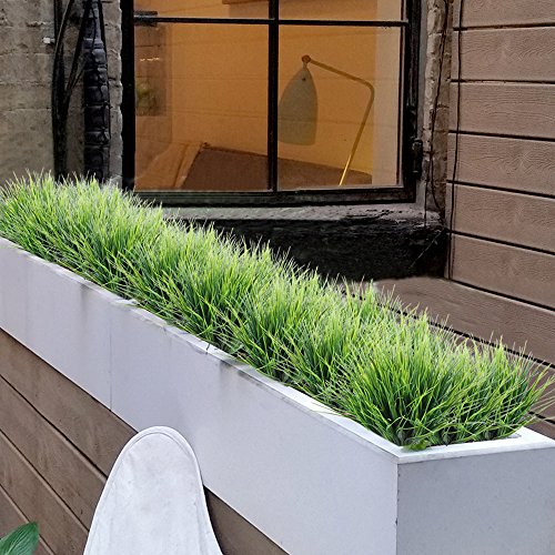MIHOUNION 4 Bündel Gesamthöhe ca.36,5cm Grün Gras kunststoffblumen Unechtpflanzen Dekoration kunstpflanzen Realistisch Farbe aufziehen Haus Küche Wand Türen Garten Deko - 5