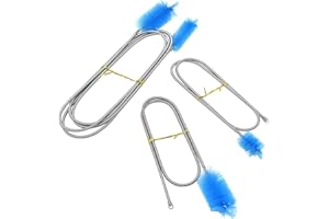 Xiuyer Tuyau Brosse de Nettoyage pour Aquarium en Acier INOX et Nylon 1x Flexible Nettoyage Brosse à Double Tête 155cm & 2X Filter Pipe Pompe Tube Brush- 12mm 25mm