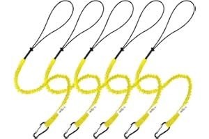 CYSKY 5 Pièce Cordon de Sécurité les Outils pour Travaux en Hauteur, Rétractable Lanière à Outils avec Mousqueton à écrou en Aluminium, Limite de Poids Maximum 13,6KG / 30LBS (Jaune)
