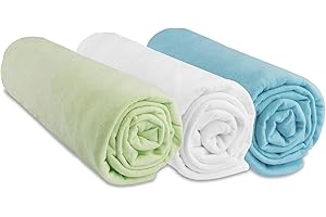 Easy Dort Lot de 3 Draps Housse 60x120 cm Lit Bébé, Berceau, Lit Parapluie | 100% Coton Jersey | Anis Blanc Turquoise | Extensible | Sommeil sain |Oeko-Tex | Fabriqué en Europe