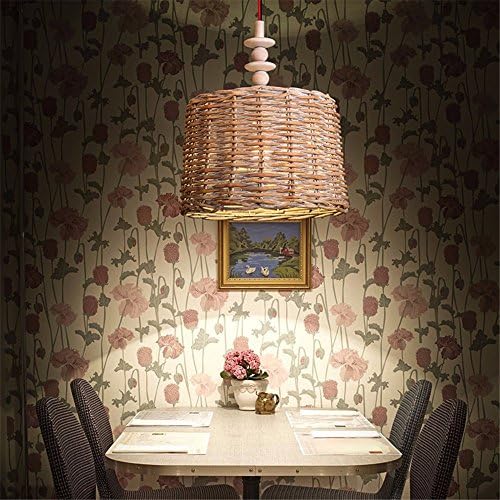 SQIAO Modern LED Pendant Lights Cocktail Restaurant Tea Room Restaurant Light Bamboo Lantern Bamboo Arts Pillow Rattan Single Head Small Chandelier