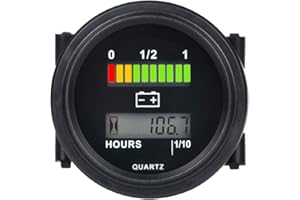 Indicateur de jauge de carburant de batterie Runleader 12 V / 24 V 36 V 48 V / 72 V, indicateur de niveau de batterie, heures TOT réinitialisables, batterie au plomb applicable, montage par