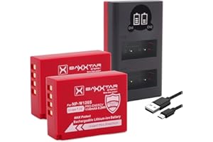 Baxxtar Pro akumulator NP-W126s NP-W126 MaxProtect V1 (2X / 1140 mAh) z aktywnym czujnikiem NTC i obudową ochronną V1 - Plus 18612 (Mini USB Dual LCD) do X-M5 X100VI X-S10 X-T20 X-T30 II X-T5 X-T50