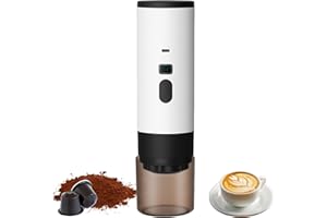 Petyoung Machine à Café Portable, 3 en 1 Cafetiere Portable, Auto-Chauffante, Rechargeable Cafetiere Electrique pour Camping, Voiture, Voyage, Compatible avec Capsules et Café Moulu