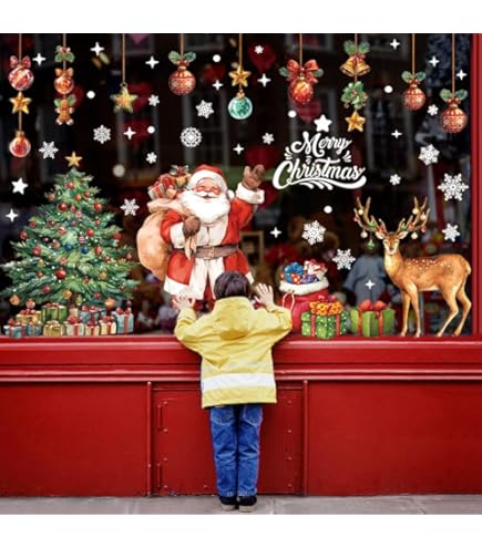 Décorations De Noël Argentées Pour Fenêtre, Sapin De Noël, Flocon De