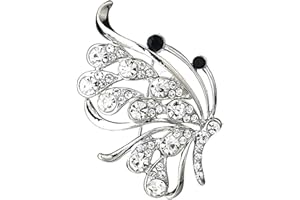 Wendalern Rhinestone Buttefly Broche Alfiler Claro Cristal Mariposa Insecto Alfiler Elegante Plata Mariposa Corsage Broche Boda Novia Alfileres de solapa Ropa Accesorios Joyería para Mujeres Niñas