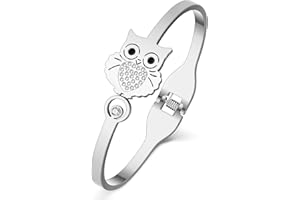 YAYAKO Bracelets de Chouette en Acier Inoxydable Hibou Bracelets de Souris Bracelets d'Eléphant pour Filles Femme Charms Bijoux en Strass Cadeaux