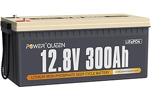 ‎POWER QUEEN Power Queen 12V 300Ah LiFePO4 Wohnmobil Batterie, integrierte 200A BMS, Max 15000 Zyklen, umweltfreundliche 10-Jahres-Lebensdauer-Lithium-Batterie, weit verbreitet für, RV, Marine, Solar Home System