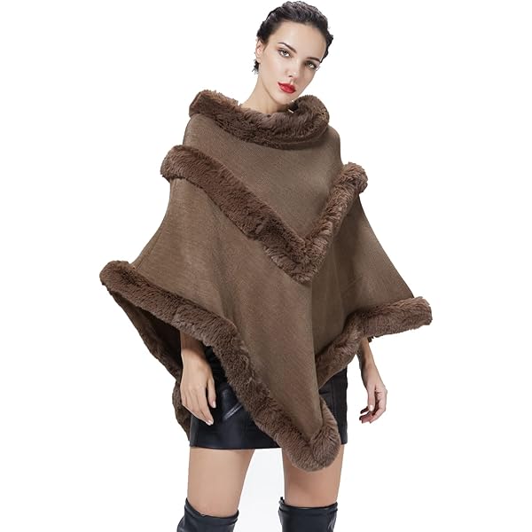 Poncho Invernale Donna In Pelliccia Sintetica - Stola Elegante Per Matrimoni E Feste - Foto 8
