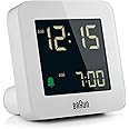 Braun Digital Alarm Clock with snooze, negative LCD Display, Quick Set, Crescendo Beep Alarm in White model BC09W
